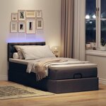 vidaXL Lit ottoman avec matelas et LED marron foncé 90x200 cm tissu