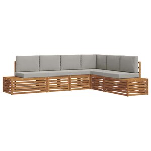 vidaXL 6 pc Ensemble de canapés d'extérieur Gris Naturel et Clair