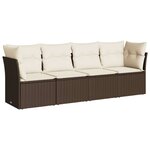 vidaXL Salon de jardin 4 Pièces avec coussins marron résine tressée