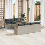 vidaXL Ensemble de canapé de jardin 9 Pièces Gris clair Poly rotin