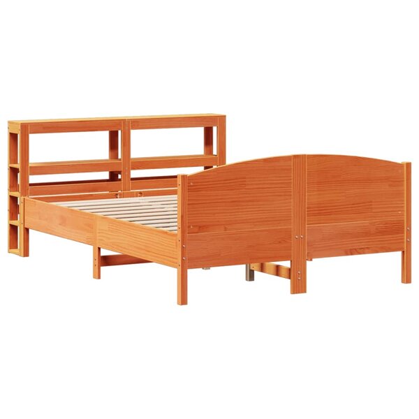 Cadre De Lit En Pin Massif 140x200 Cm - Bois Naturel Brun - Neuf