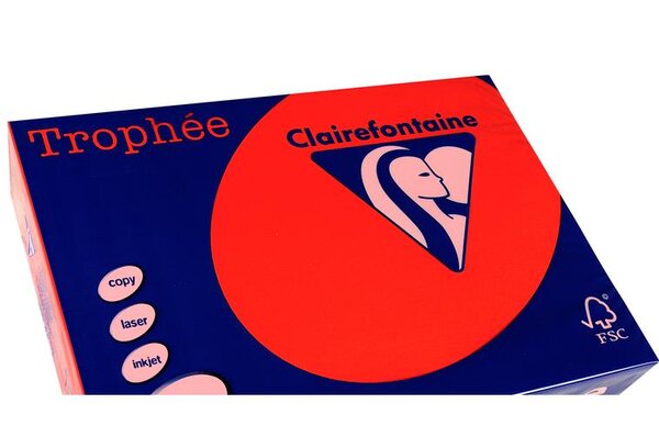 Ramette 250 Feuilles Papier 160g A3 420x297 mm rouge corail TROPHÉE