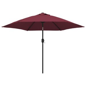 vidaXL Parasol de jardin avec lumières LED mât en acier rouge bordeaux