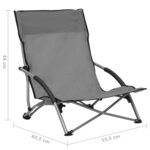 vidaXL Chaises de plage pliables 2 Pièces Gris Tissu