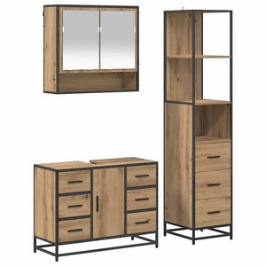 vidaXL Ensemble de mobilier de salle de bain 3 Pièces Chêne artisanal