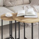 vidaXL Ensemble de tables d'appoint 2 Pièces Chêne artisanal et noir