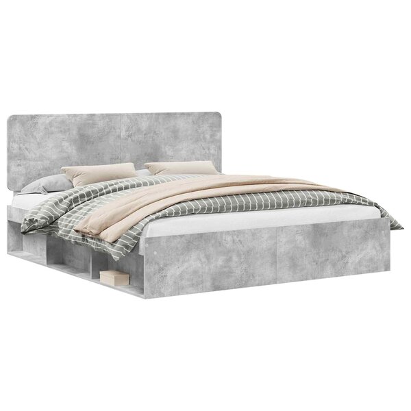 vidaXL Cadre de lit Béton 180 x 200 cm Bois de pin massif