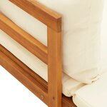 vidaXL Chaise longue avec 1 accoudoir Blanc crème Bois d'acacia solide