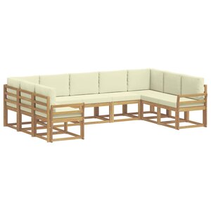 vidaXL Ensemble de canapés d'extérieur 9 Pièces Blanc et crème