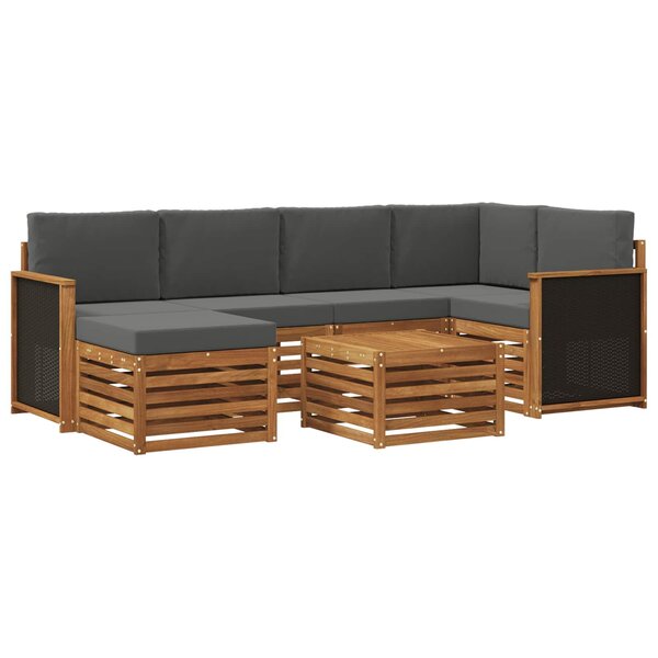 vidaXL Ensemble de canapé d'angle 6 Pièces Naturel et Anthracite