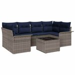 vidaXL Ensemble de canapé de jardin avec coussin 7 Pièces Gris polyrotin