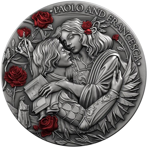 Pièce de monnaie en Argent 25 Dollars g 62.2 (2 oz) Millésime 2026 Love Stories PAOLO AND FRANCESCA