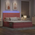 vidaXL Lit de rangement LED avec matelas Rose 200 x 200 cm Velours