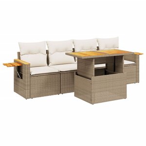 vidaXL Salon de jardin avec coussins 5 Pièces beige résine tressée