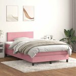 vidaXL Sommier à lattes de lit avec matelas et LED rose 120x210 cm velours