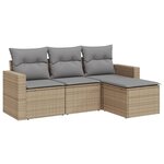 vidaXL Salon de jardin avec coussins 4 Pièces beige résine tressée