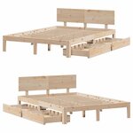 vidaXL Cadre de lit avec tiroirs sans matelas 140x190 cm