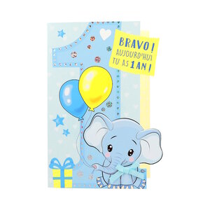 Carte De Voeux - Anniversaire - Bravo ! Aujourd'hui tu as 1 an !
