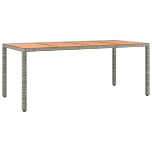 vidaXL Table de jardin et dessus en bois Gris Résine tressée et acacia