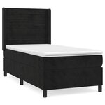 vidaXL Sommier à lattes de lit avec matelas Noir 90x190 cm Velours