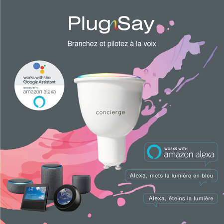 Concierge PlugnSay Color Spot - ampoule LED WIFI GU10 compatible Google  Home et  Alexa - La Poste
