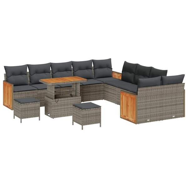vidaXL Ensemble de canapé de jardin 13 Pièces Gris 90 x 55 x 71 cm