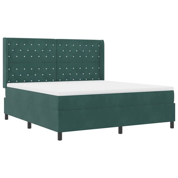 vidaXL Lit à ressorts avec tête de lit Vert foncé 180 x 200 cm Velours