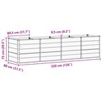 vidaXL Jardinière Gris clair 240 x 80 x 75 cm Acier
