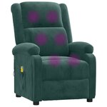 vidaXL Fauteuil de massage Vert foncé velours