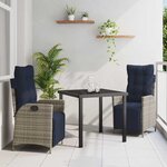 vidaXL Ensemble de salle à manger pour jardin 3 Pièces Gris polyrotin