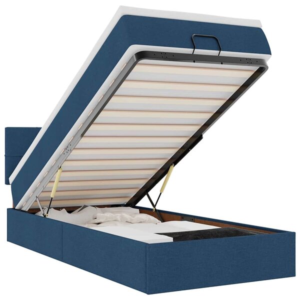 vidaXL Cadre de lit ottoman avec matelas bleu 90x190 cm tissu