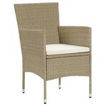 vidaXL Meubles à dîner de jardin et coussins 7 Pièces Poly rotin Beige