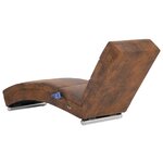 vidaXL Chaise longue de massage Marron Similicuir daim