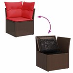 vidaXL Salon de jardin 10 Pièces et coussins marron résine tressée acacia