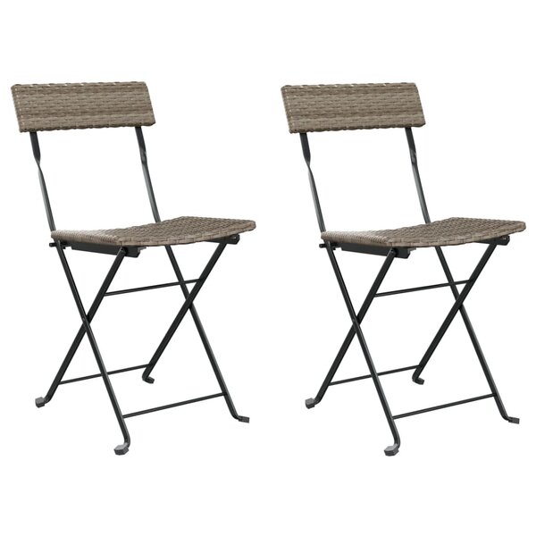 vidaXL Chaises de bistrot pliantes lot de 2 Gris Résine tressée acier