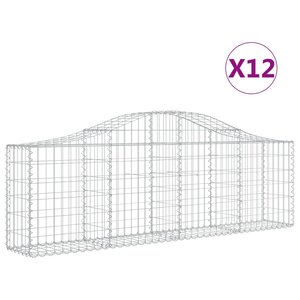 vidaXL Paniers à gabions arqués 12 Pièces 200x30x60/80 cm Fer galvanisé