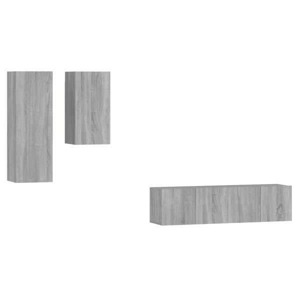 vidaXL Ensemble de meubles TV 4 Pièces Sonoma gris Bois d'ingénierie