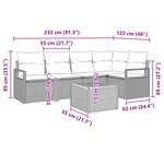 vidaXL Ensemble de canapé de jardin avec coussin 6 Pièces Noir polyrotin