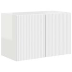 vidaXL Meuble TV mural Montage mural Blanc brillant 59 5 x 31 x 40 cm