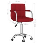 vidaXL Chaises pivotantes à manger lot de 2 rouge bordeaux tissu