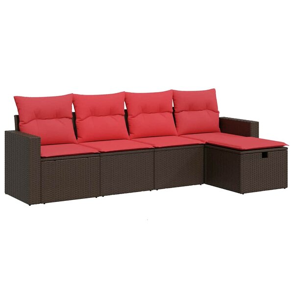 vidaXL Salon de jardin avec coussins 5 Pièces marron résine tressée