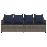 vidaXL Chaise longue avec coussins gris résine tressée