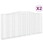 vidaXL Paniers à gabions arqués 2 Pièces 400x30x180/200 cm Fer galvanisé