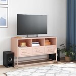 vidaXL Meuble TV rose 100 5x39x60 5 cm acier