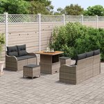 vidaXL Ensemble de canapé de jardin 8 Pièces Gris polyrotin