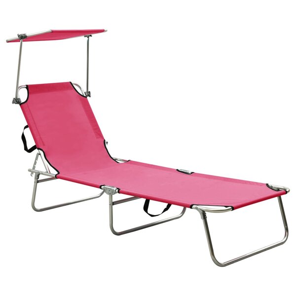vidaXL Chaise longue pliable avec auvent Rose Aluminium