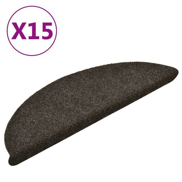 vidaXL Tapis d'escalier autocollants 15 Pièces anthracite 56x17x3 cm