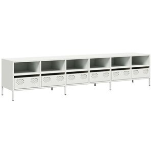 vidaXL Meuble TV blanc 202x39x43 5 cm acier laminé à froid