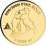 Monnaie COCA COLA POLAR BEAR 1/1000 Oz Medaille Or (PRÉCOMMANDE)