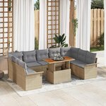vidaXL Ensemble de canapé de jardin 10 Pièces Beige Poly rotin